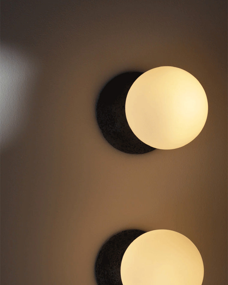 Applique murale WOMO Globe en verre blanc et noir-WM6103
