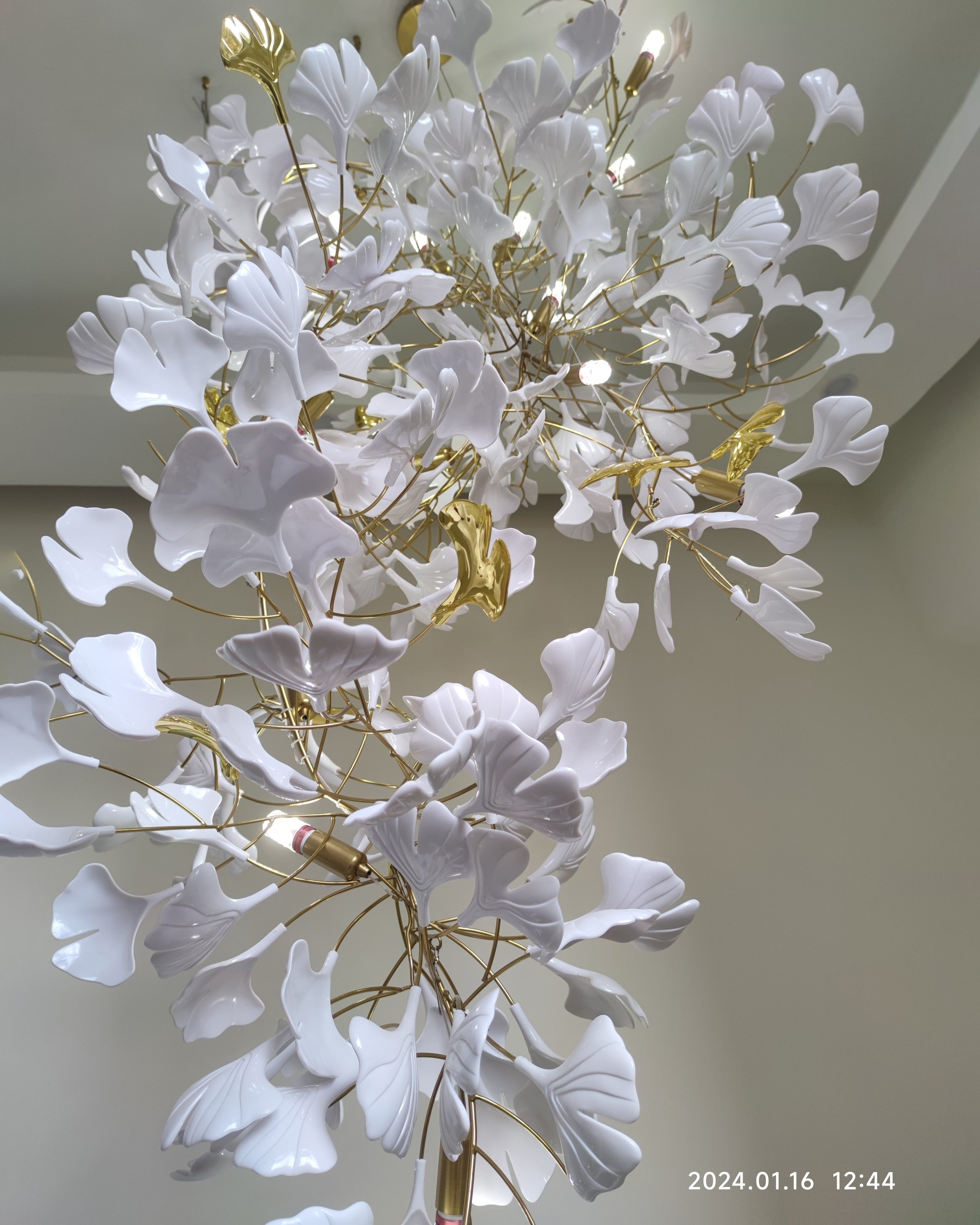 WOMO Grande Lustre Feuille de Ginkgo en Ramique Escalier-WM2206