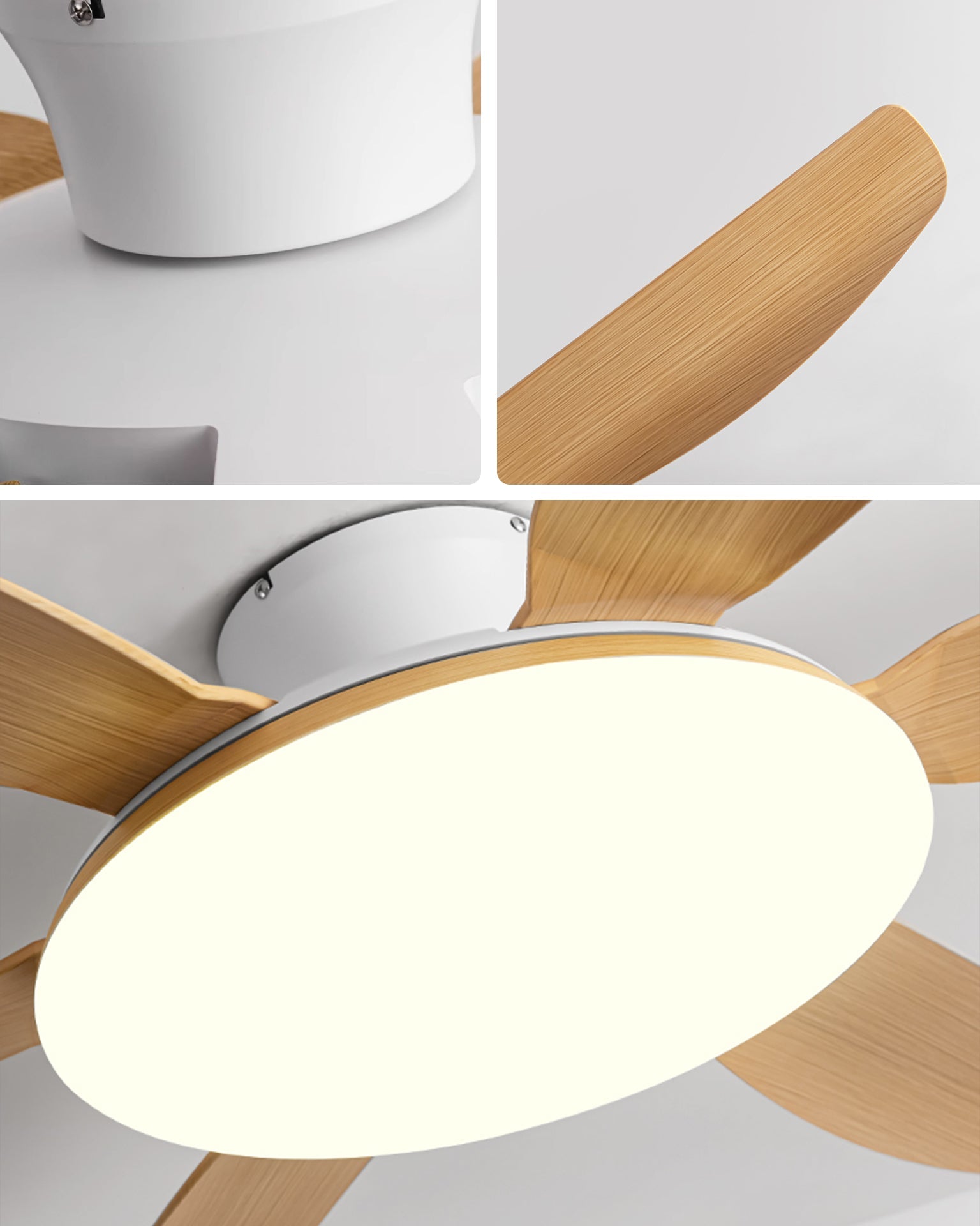 Ventilateur de plafond WOMO à profil bas à 6 pales avec lumière vive - WM5191