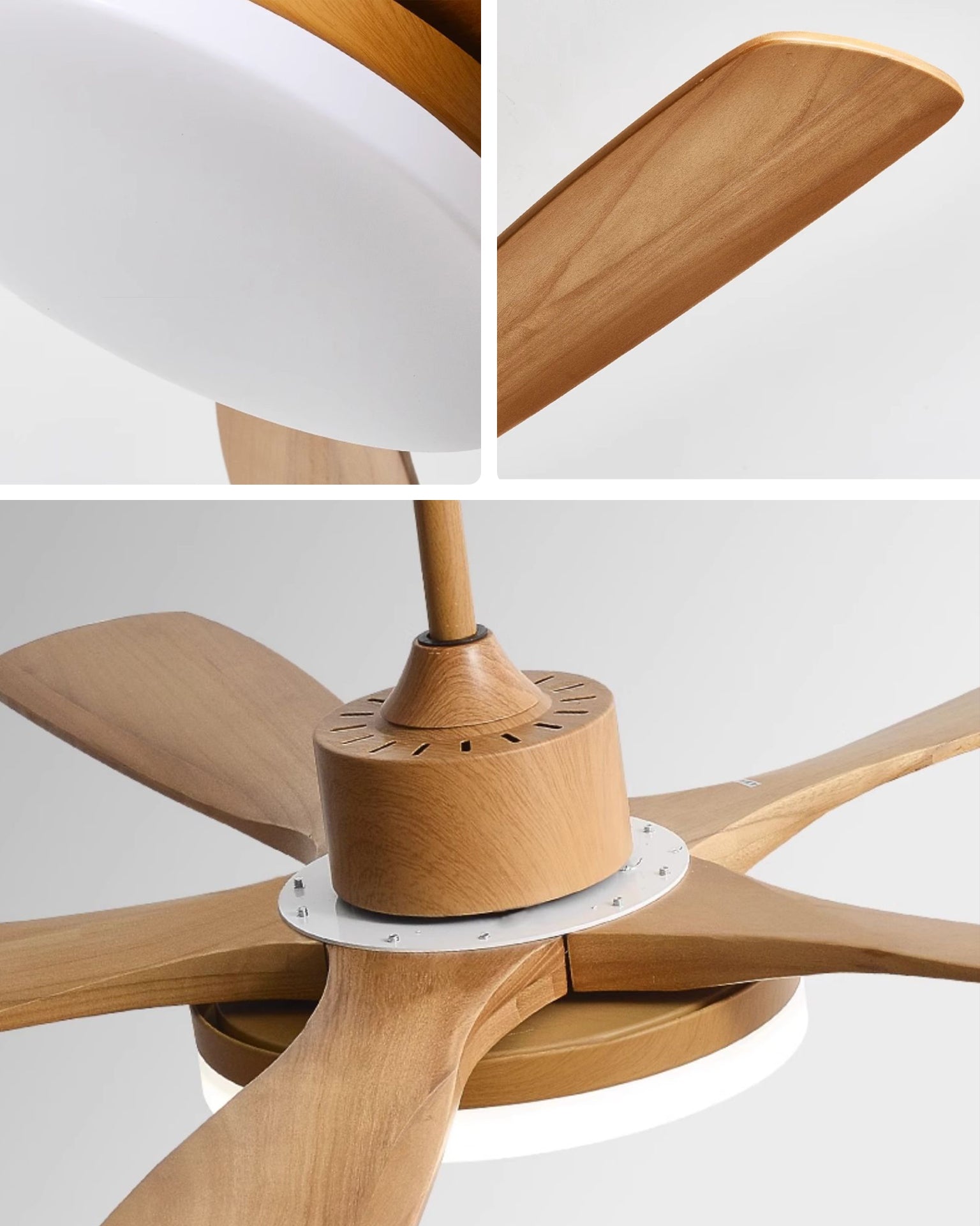 WOMO Lampe à ventilateur de plafond en bois moderne - WM5209