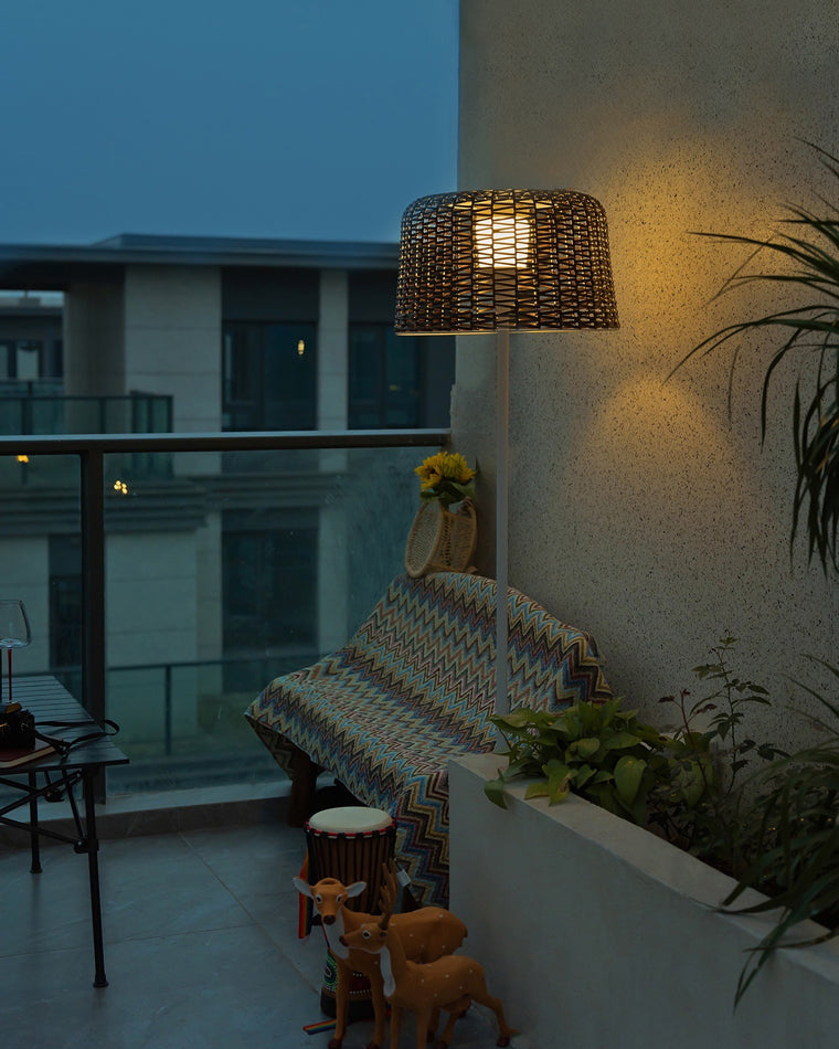 WOMO Lampadaire Extérieur de sol Solaire en Rotin-WM9011