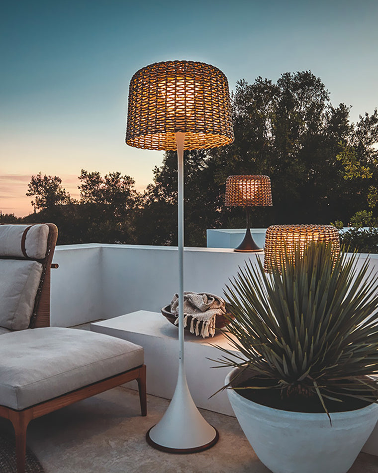 WOMO Lampadaire Extérieur de sol Solaire en Rotin-WM9011