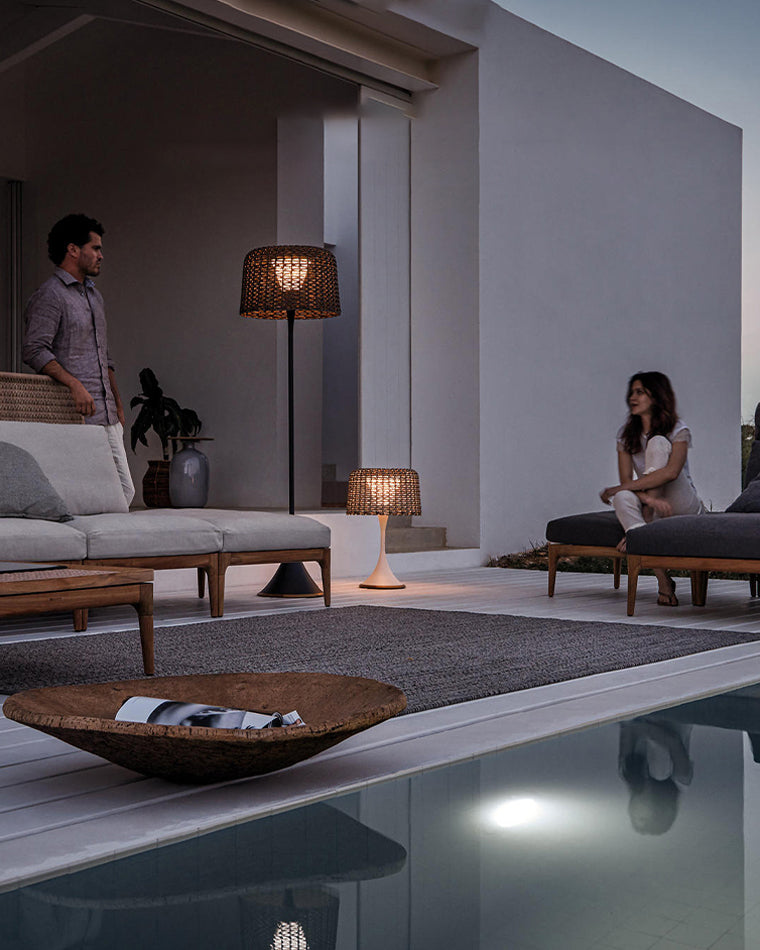 WOMO Lampadaire Extérieur de sol Solaire en Rotin-WM9011