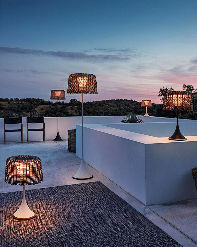WOMO Lampadaire Extérieur de sol Solaire en Rotin-WM9011