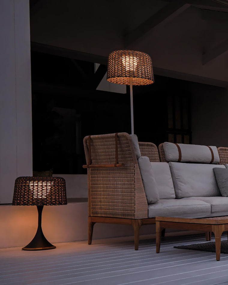WOMO Lampadaire Extérieur de sol Solaire en Rotin-WM9011