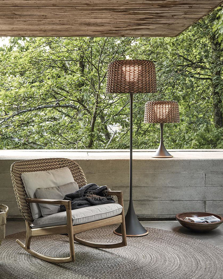 WOMO Lampadaire Extérieur de sol Solaire en Rotin-WM9011