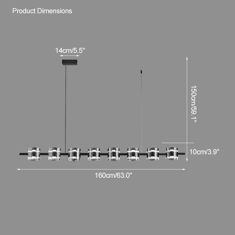WOMO Lustre Lustre Lineaire Verre Doré/Noir-WM2219B
