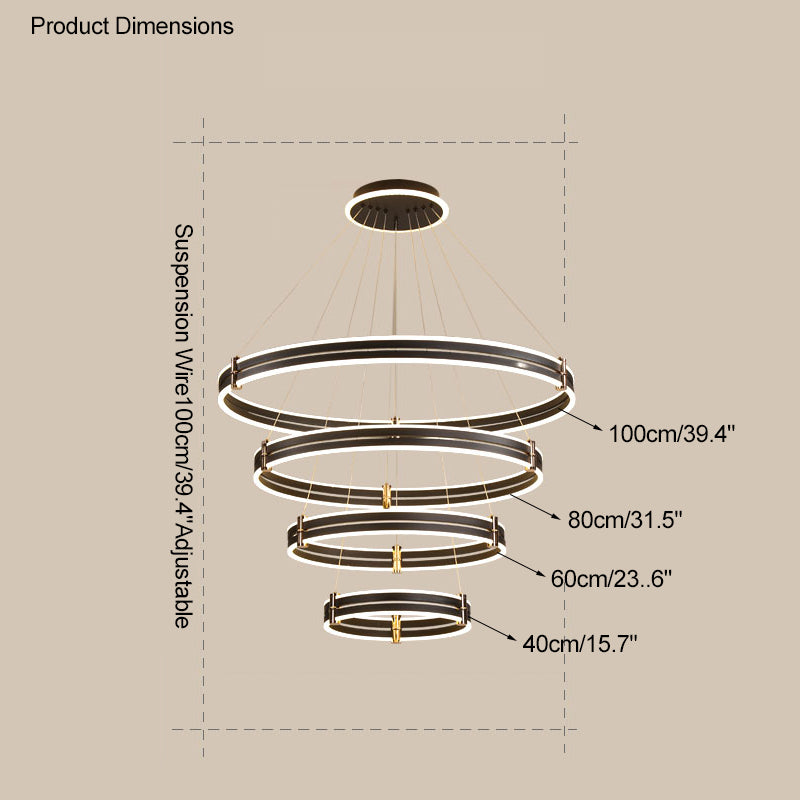 WOMO LED Ring Chandelier Black Modern-WM2172