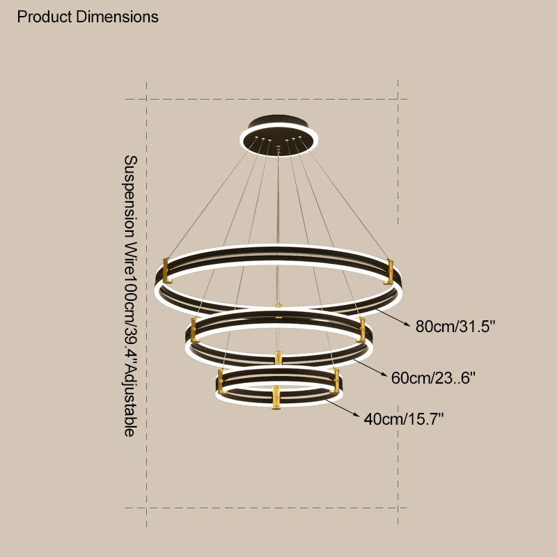 WOMO LED Ring Chandelier Black Modern-WM2172