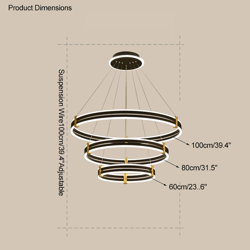 WOMO LED Ring Chandelier Black Modern-WM2172