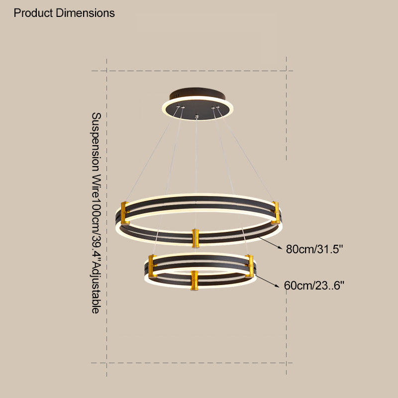 WOMO LED Ring Chandelier Black Modern-WM2172
