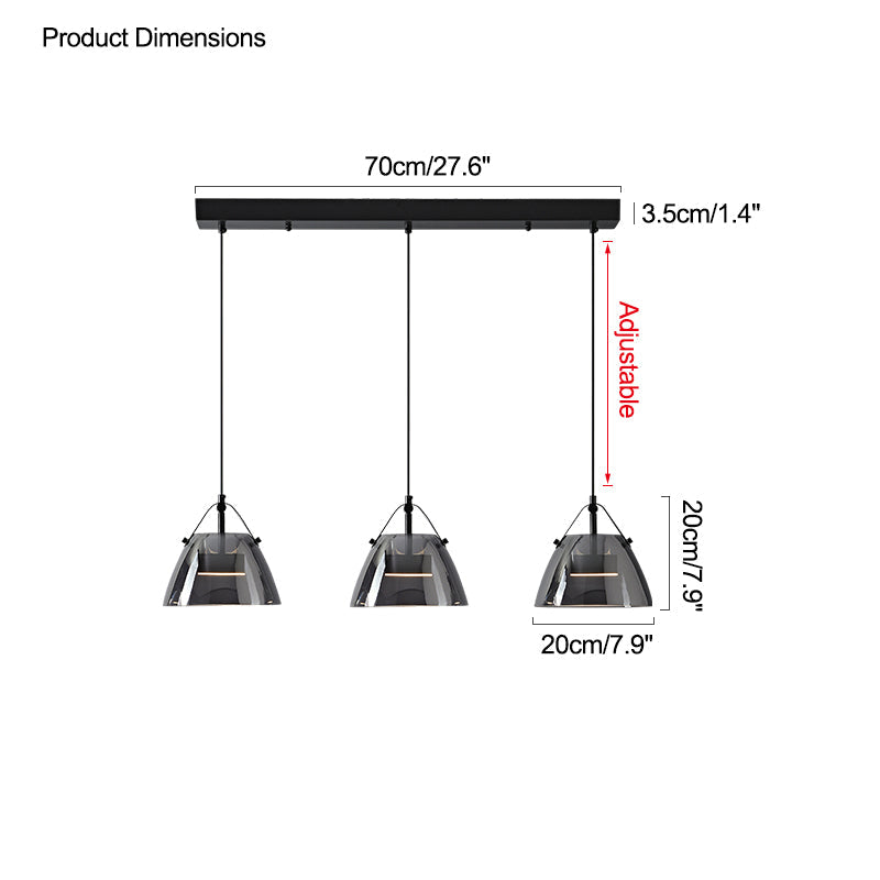WOMO 3 Light Suspension en verre fumé-WM2238