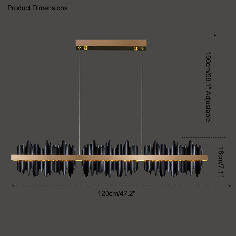WOMO Gold/Black Iron Linear Chandelier-WM2184