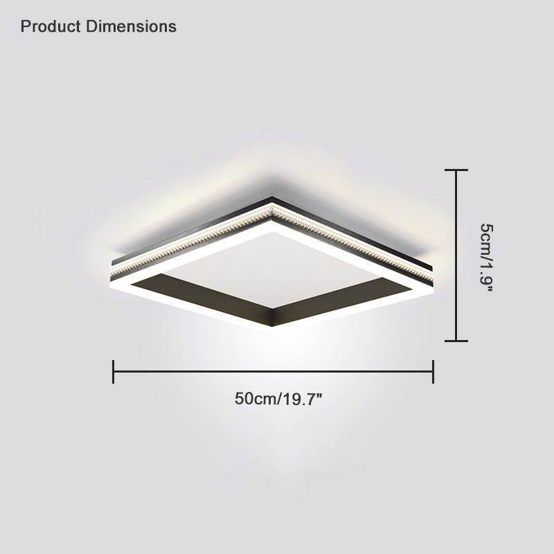 WOMO Plafonnier LED Carré Rond Noir - WM1058