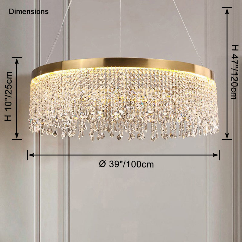 WOMO Lustre Rond Macramé Cristal-WM2362