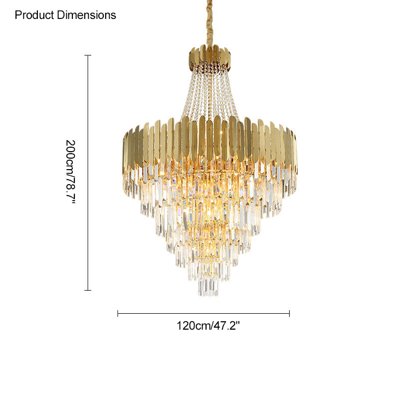Lustre en cristal doré à plusieurs niveaux WOMO-WM2207