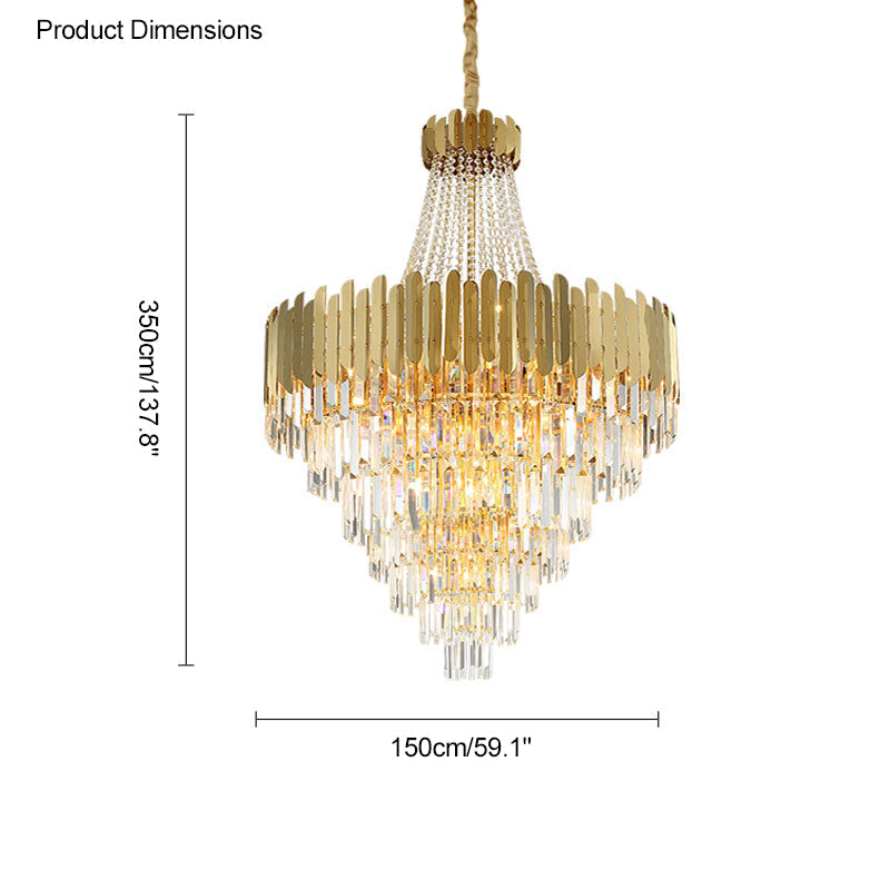 Lustre en cristal doré à plusieurs niveaux WOMO-WM2207
