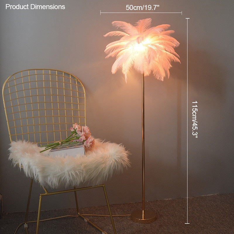 WOMO Lampe sur Pied Arbre Palmier Plumes avec Plateau - WM7052