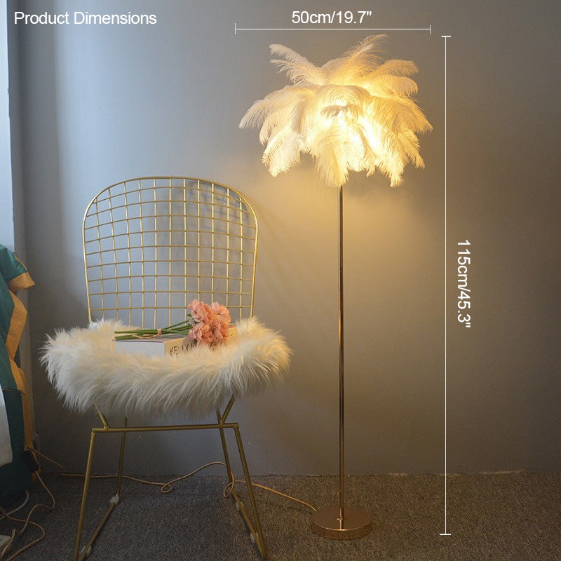 WOMO Lampe sur Pied Arbre Palmier Plumes avec Plateau - WM7052