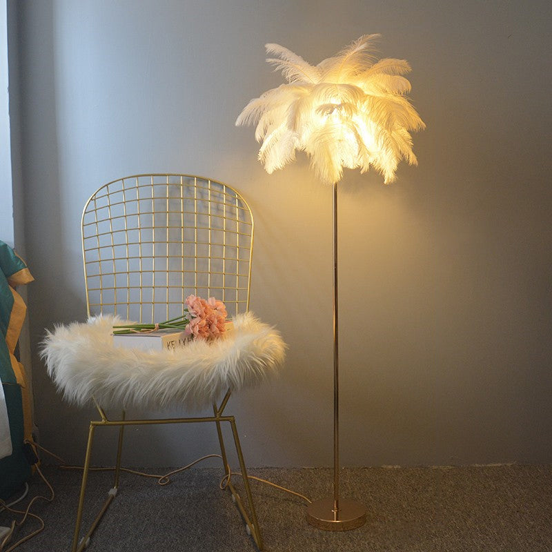 WOMO Lampe sur Pied Arbre Palmier Plumes avec Plateau - WM7052