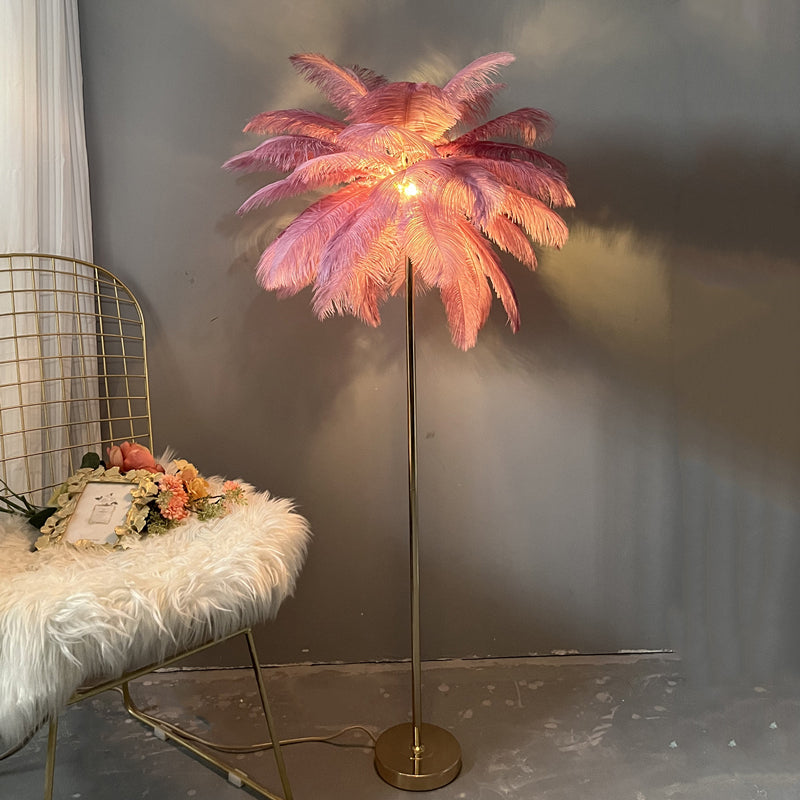 WOMO Lampe sur Pied Arbre Palmier Plumes avec Plateau - WM7052