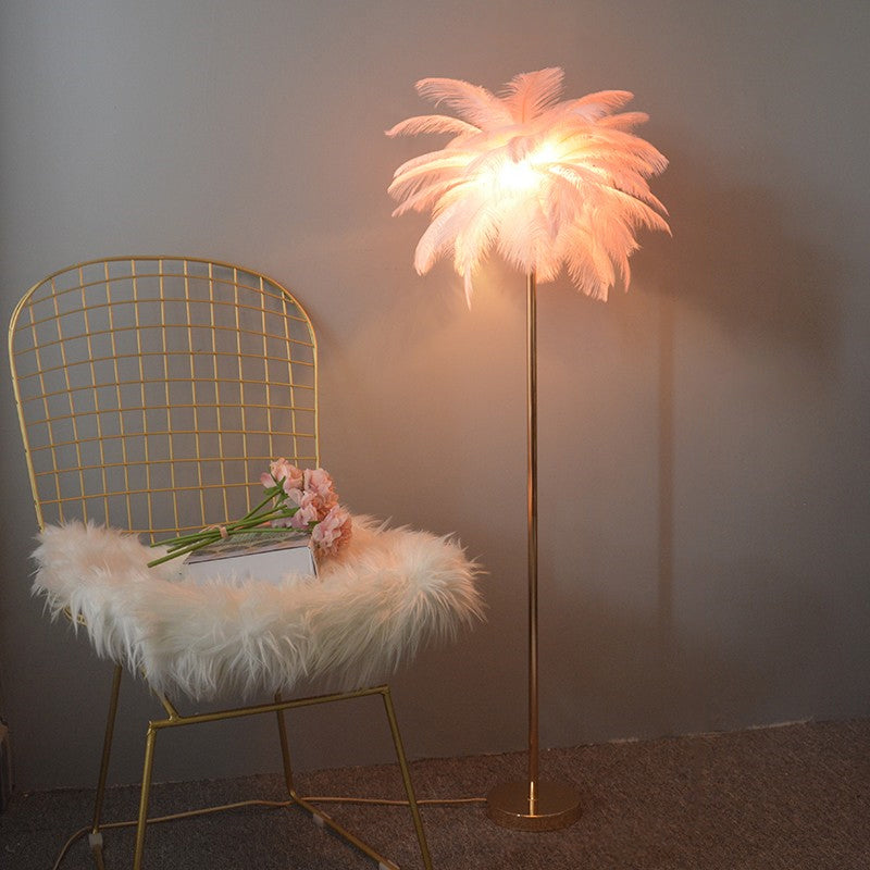 WOMO Lampe sur Pied Arbre Palmier Plumes avec Plateau - WM7052