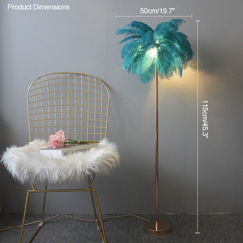 WOMO Lampe sur Pied Arbre Palmier Plumes avec Plateau - WM7052