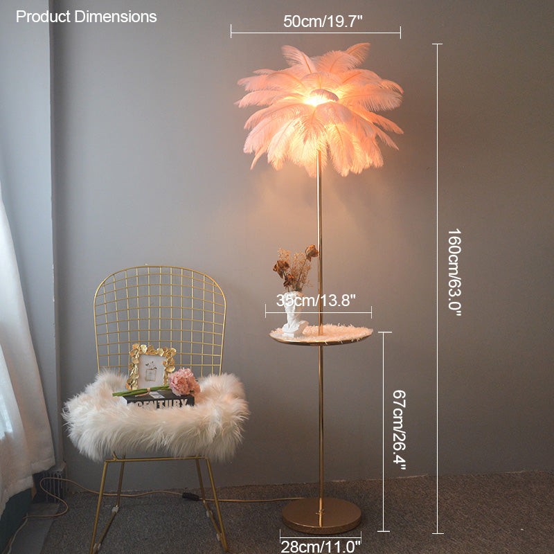 WOMO Lampe sur Pied Arbre Palmier Plumes avec Plateau - WM7052