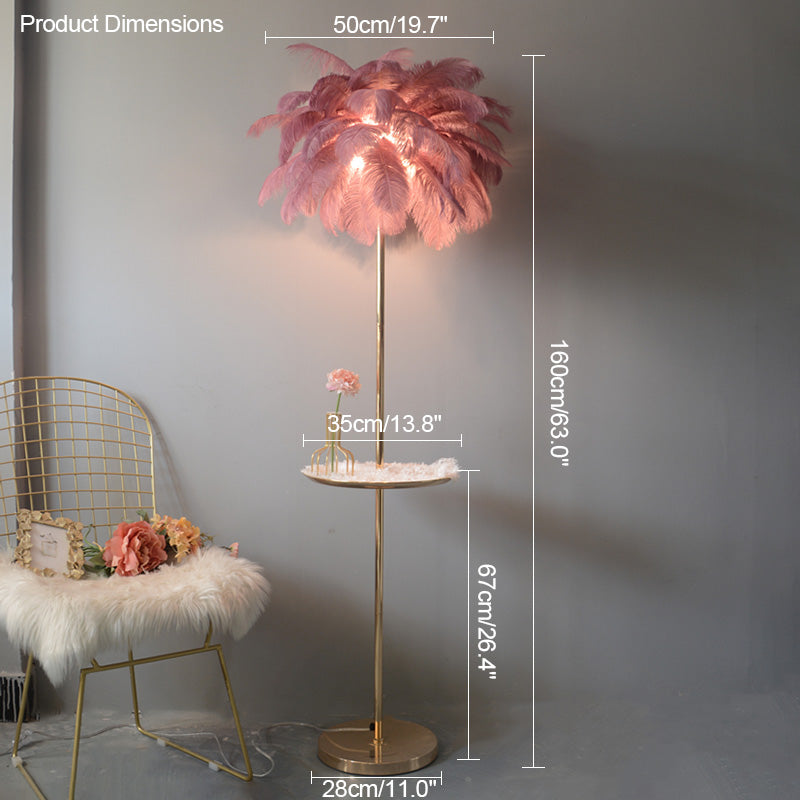 WOMO Lampe sur Pied Arbre Palmier Plumes avec Plateau - WM7052
