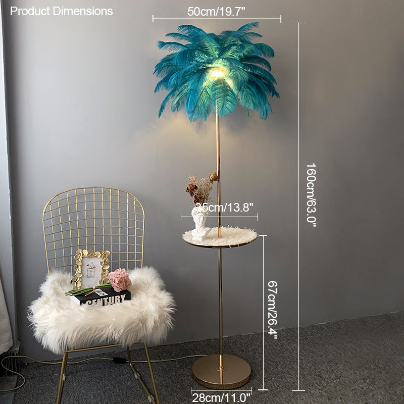 WOMO Lampe sur Pied Arbre Palmier Plumes avec Plateau - WM7052