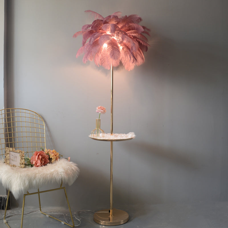 WOMO Lampe sur Pied Arbre Palmier Plumes avec Plateau - WM7052