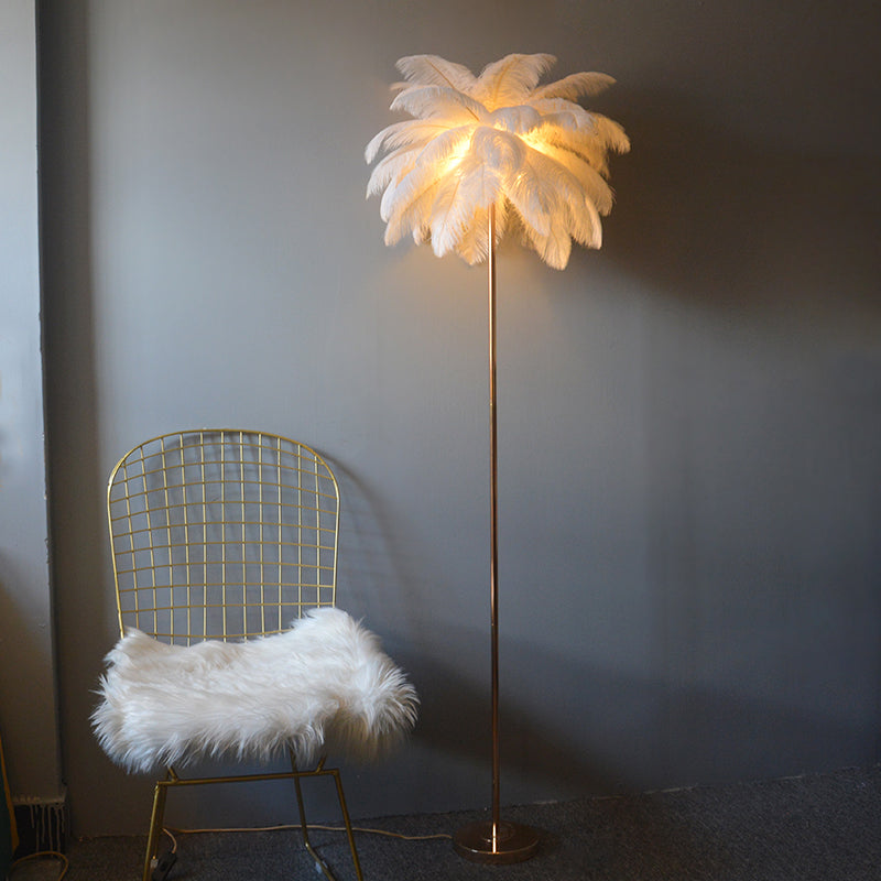WOMO Lampe sur Pied Arbre Palmier Plumes avec Plateau - WM7052