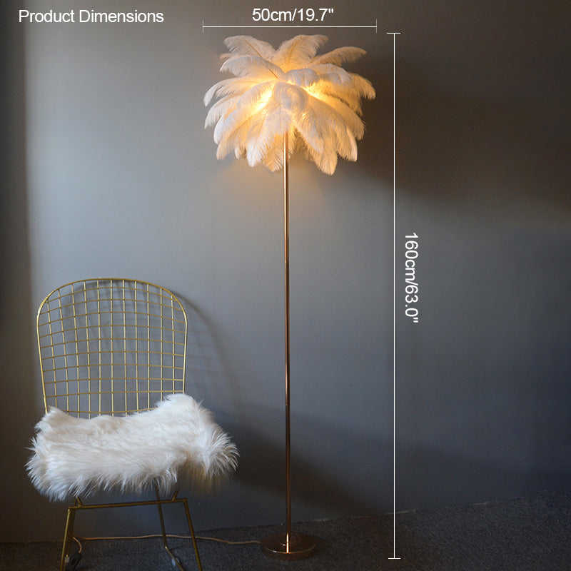 WOMO Lampe sur Pied Arbre Palmier Plumes avec Plateau - WM7052