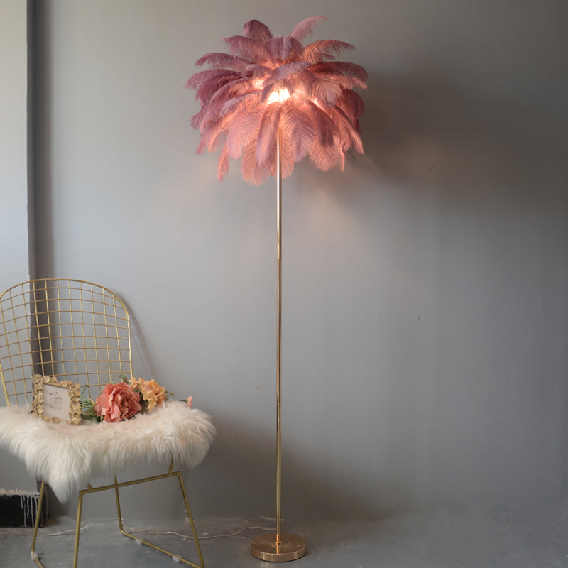 WOMO Lampe sur Pied Arbre Palmier Plumes avec Plateau - WM7052