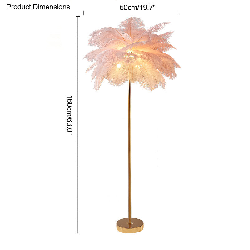 WOMO Lampe sur Pied Arbre Palmier Plumes avec Plateau - WM7052