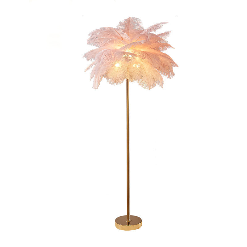 WOMO Lampe sur Pied Arbre Palmier Plumes avec Plateau - WM7052