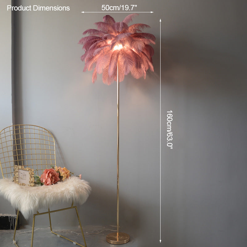 WOMO Lampe sur Pied Arbre Palmier Plumes avec Plateau - WM7052