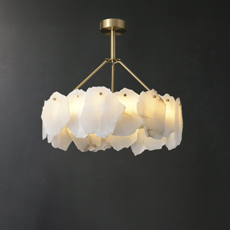 WOMO Lustre Rond Albâtre Doré Décorative-WM2392a