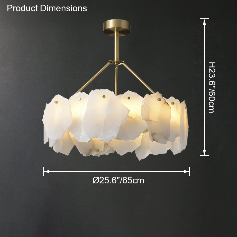 WOMO Lustre Rond Albâtre Doré Décorative-WM2392a