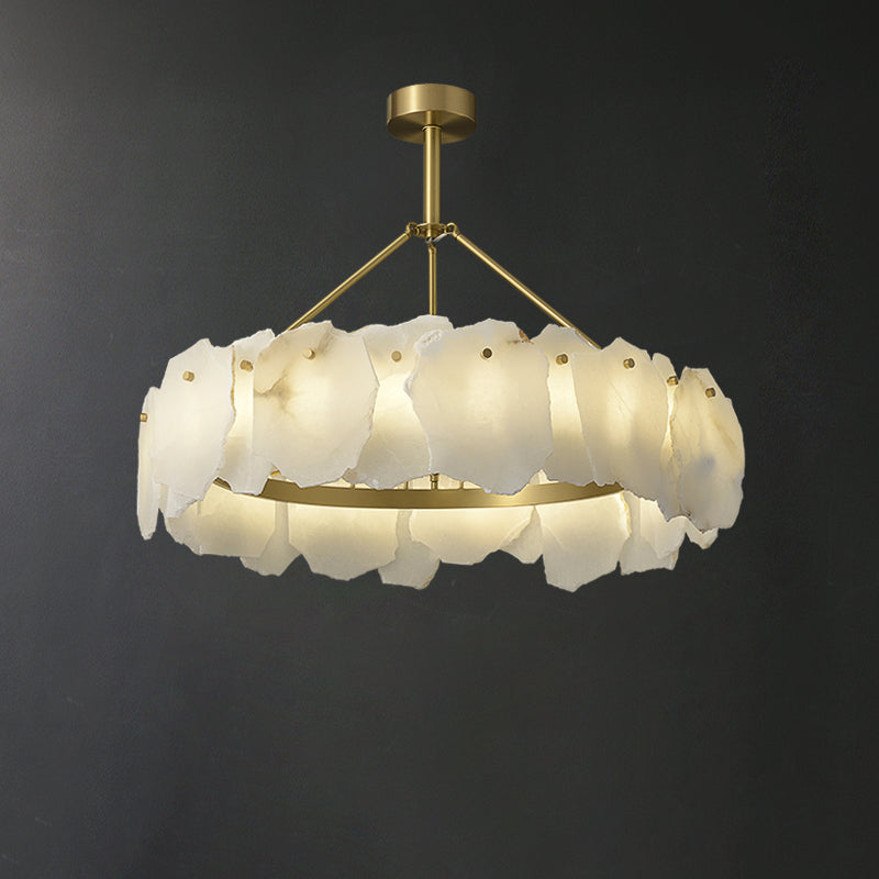WOMO Lustre Rond Albâtre Doré Décorative-WM2392a