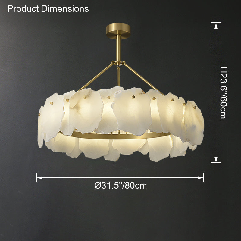 WOMO Lustre Rond Albâtre Doré Décorative-WM2392a