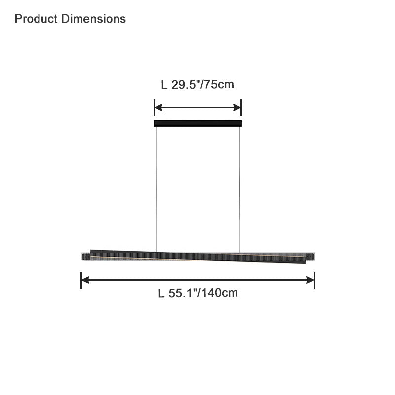Suspension linéaire en verre cannelé noir WOMO-WM2310