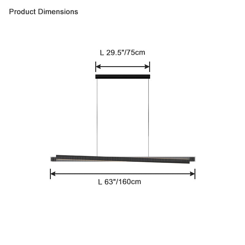 Suspension linéaire en verre cannelé noir WOMO-WM2310