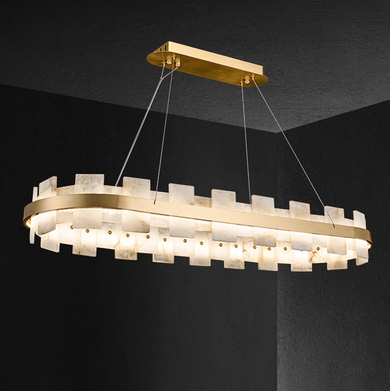 Lustre rond en albâtre doré WOMO-WM2394
