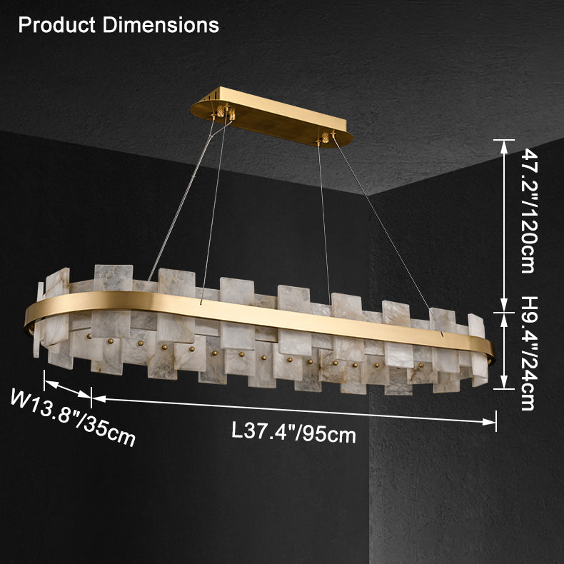 Lustre rond en albâtre doré WOMO-WM2394