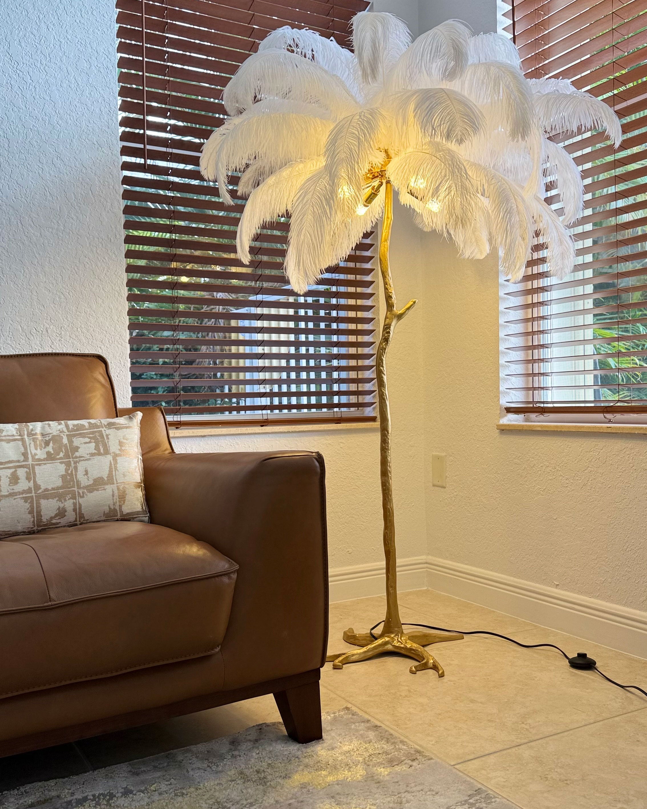 WOMO Lampe sur Pied Arbre Palmier Plumes - WM7000