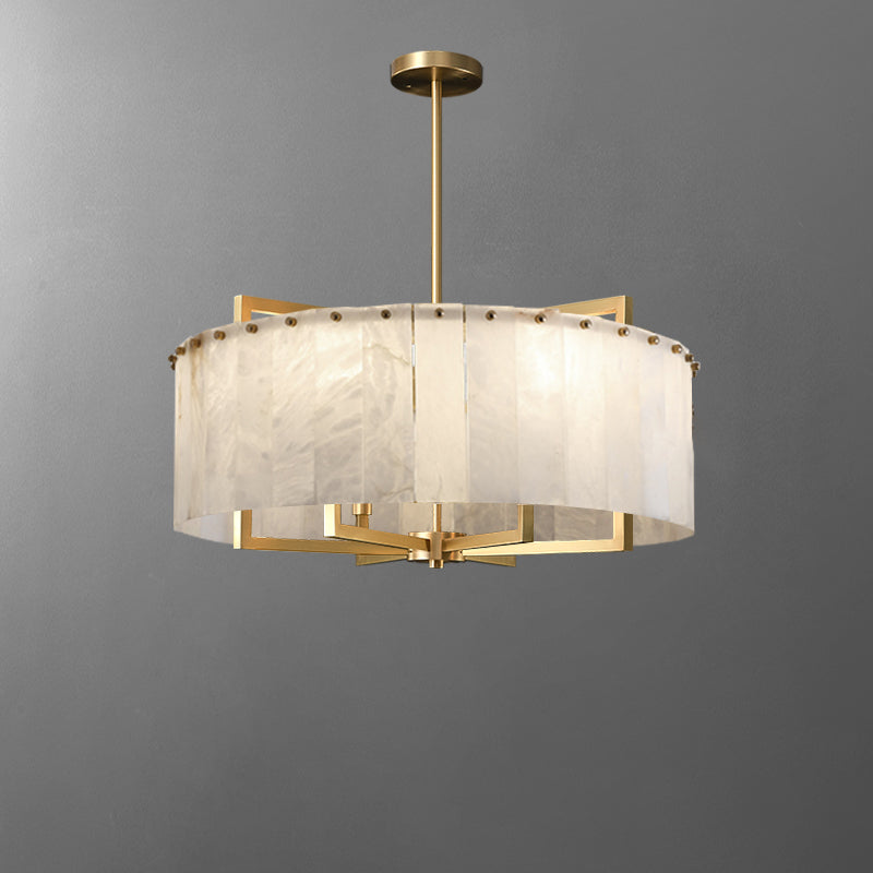 WOMO Lustre Rond Albâtre Doré Art Déco-WM2390a