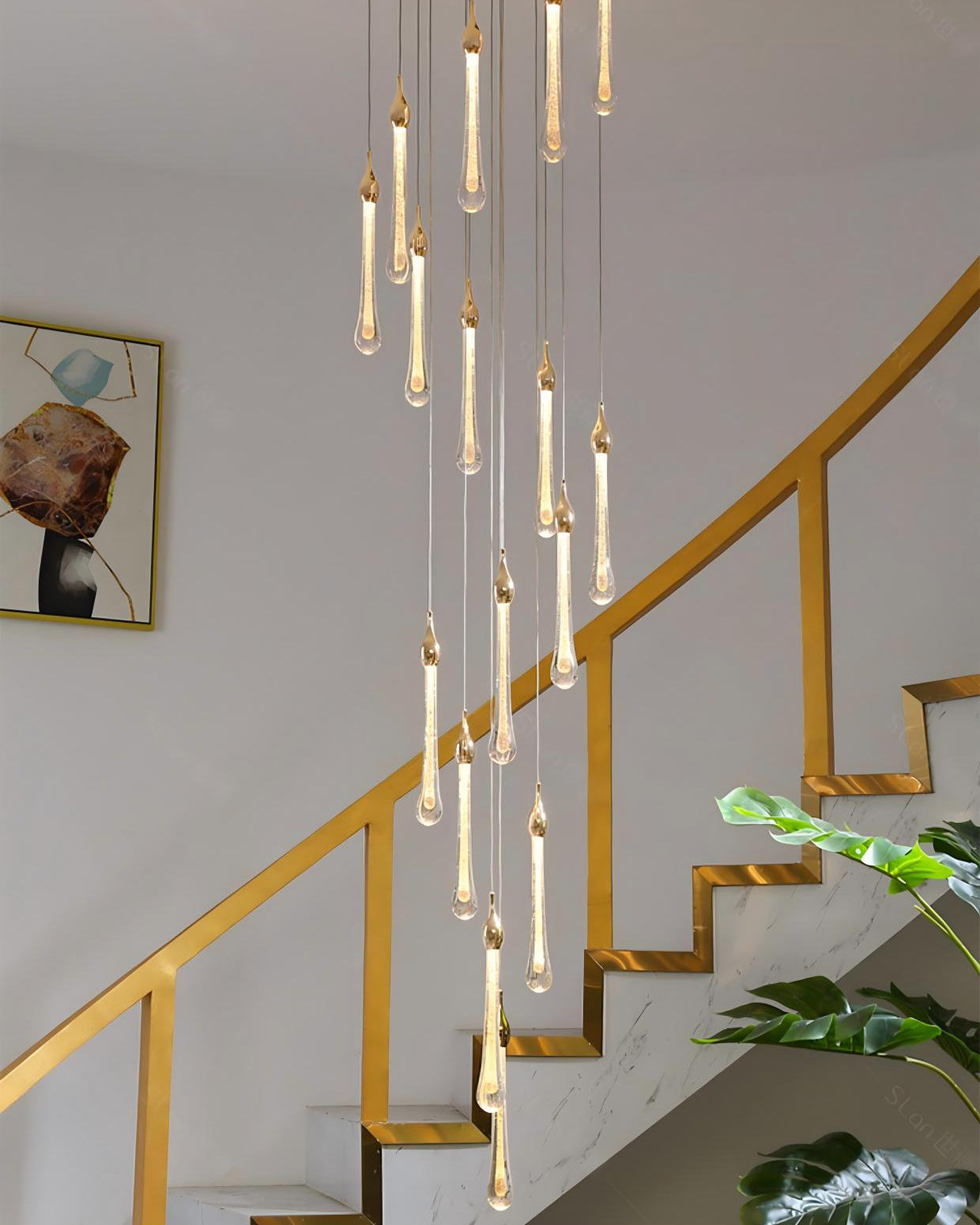 WOMO Lustre Spirale Goutte d Eau Cristal Escalier-WM2124