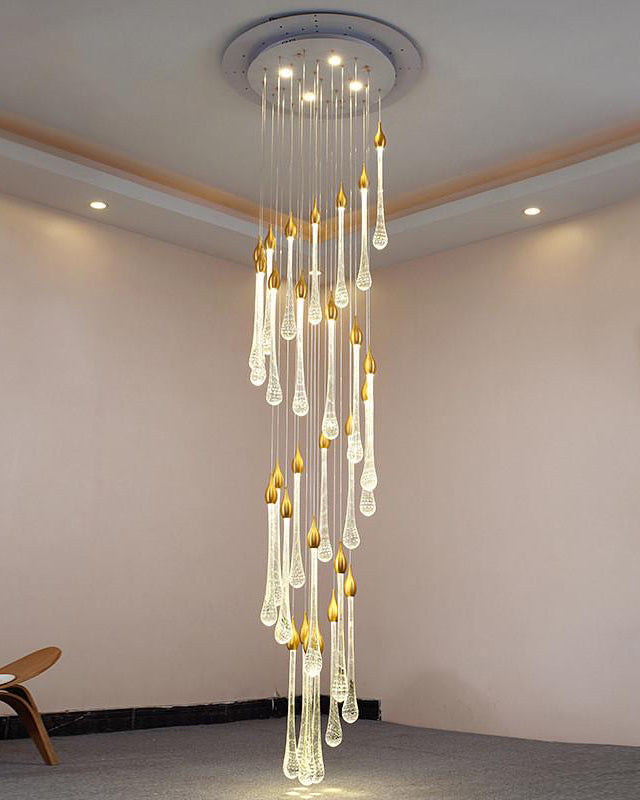 WOMO Lustre Spirale Goutte d Eau Cristal Escalier-WM2124