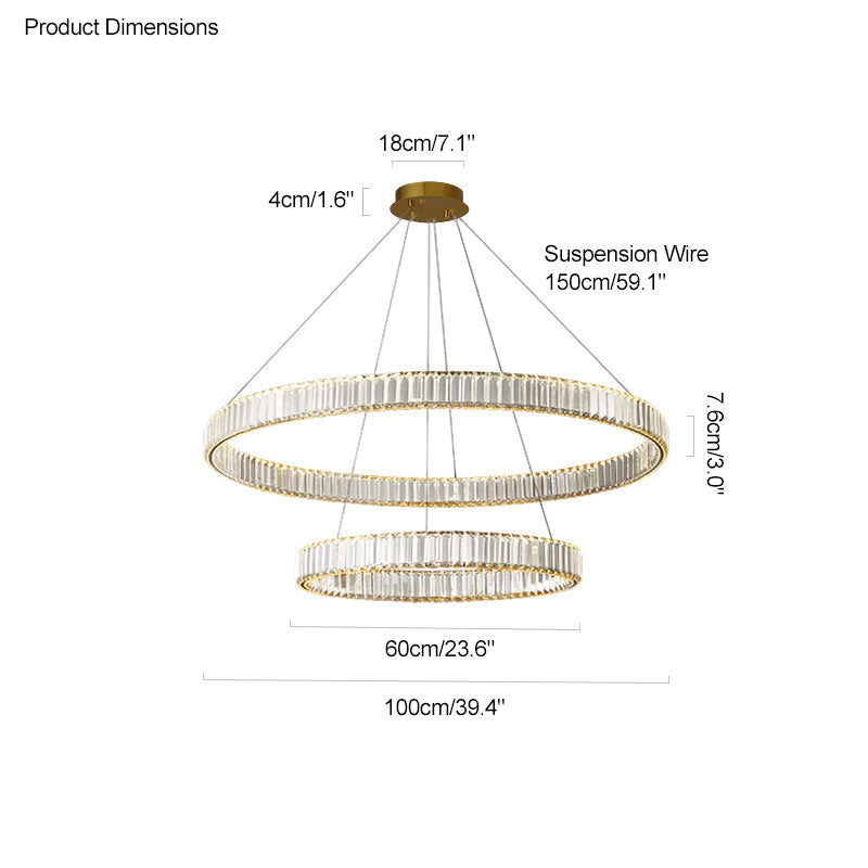 Lustre circulaire en cristal à 2 niveaux WOMO-WM2192
